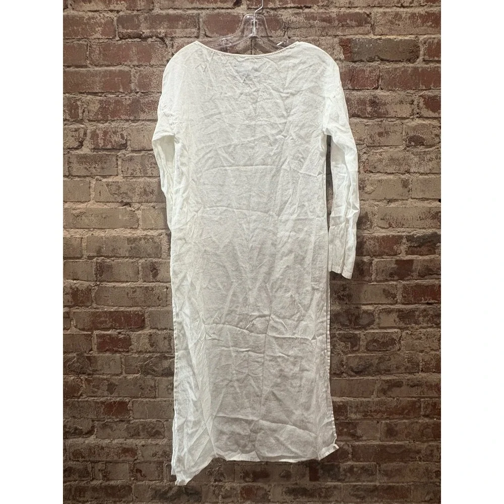 Reformation White Long Sleeve Gauze Maxi Dress Cover Up Side Slits Size XS - Picture 7 of 7